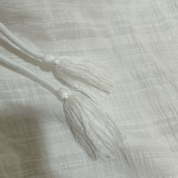 LALAVON  WOMENS LACE UP TUNIC TOP SHORT SLEEVE WHITE LIGHTWEIGHT SIZE LARGE - Picture 8 of 11